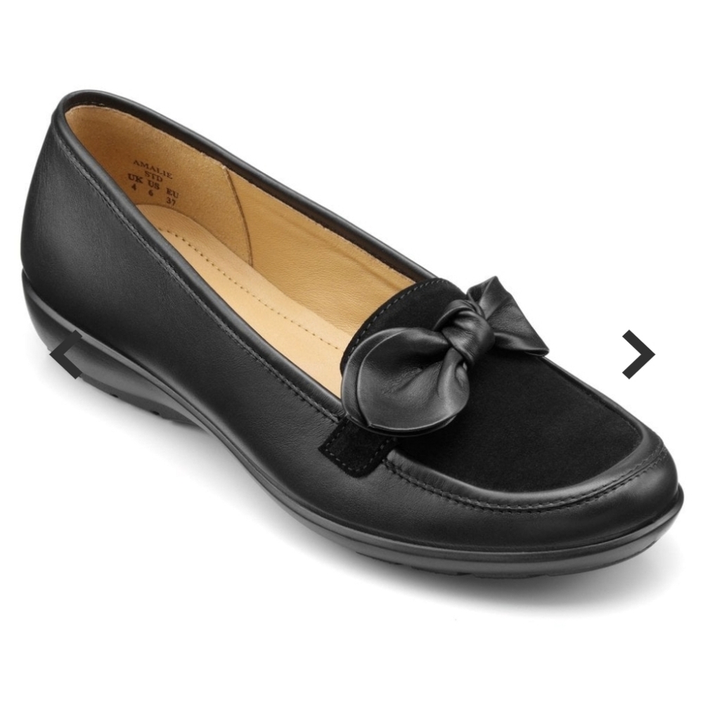 Hotter Amalie Women's Black Loafers with Bow Detail NWOT